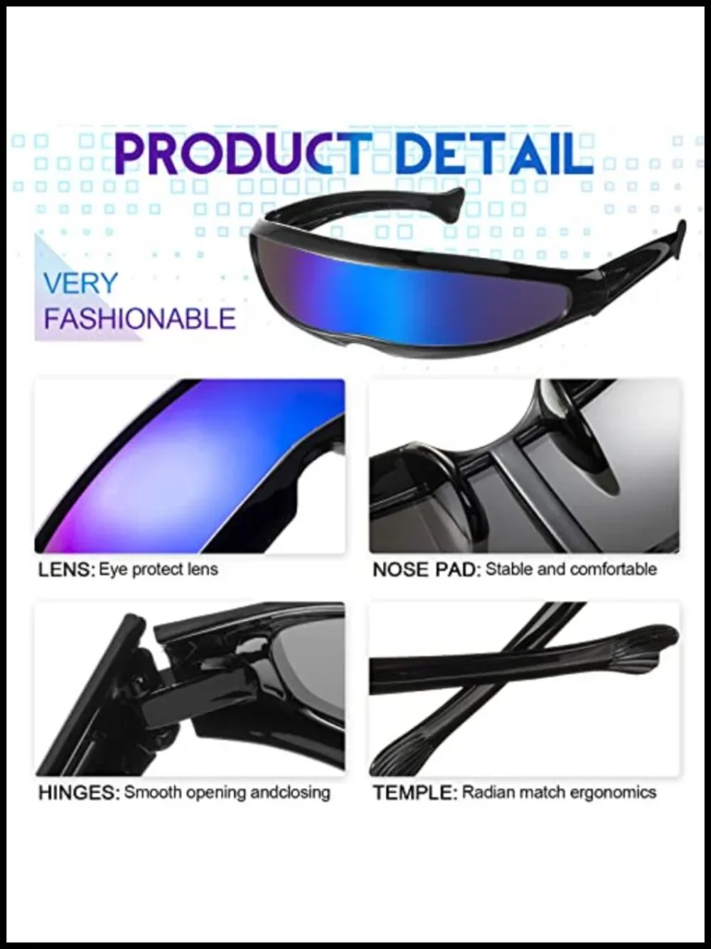 Futuristic Sunglasses 8 Pack Plastic Visor Narrow Space Glasses for Festival